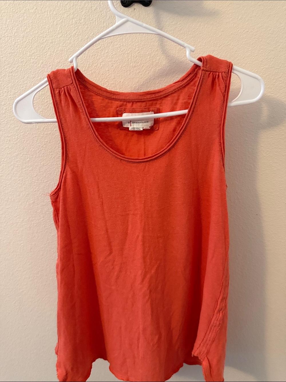 Anthropologie Coral-Red Scoop Neck Tank